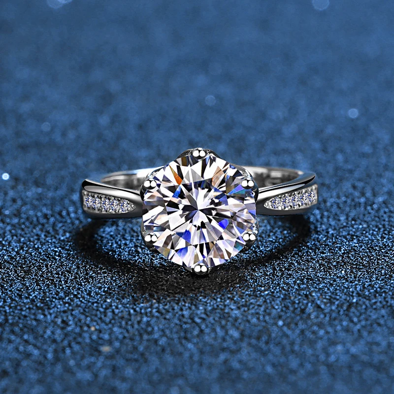 

Real 3 Carat Moissanite Wedding Ring for Women Sterling Silver Round Brilliant Diamond Solitaire Engagement Rings Include Box