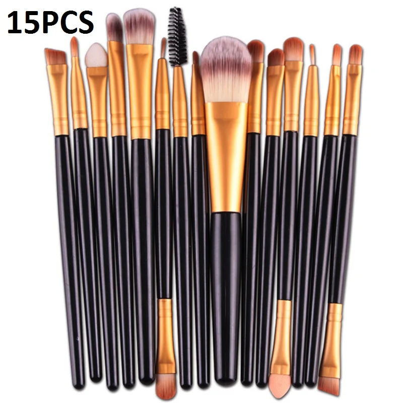 15pcs 15/20 шт. набор кистей для макияжа, инструменты для макияжа, косметический набор, набор для макияжа с деревянными ручками, брендовый набор кистей для макияжа Pincel Maleta De Maquiagem профессиональный - Handle Color: 15pcs