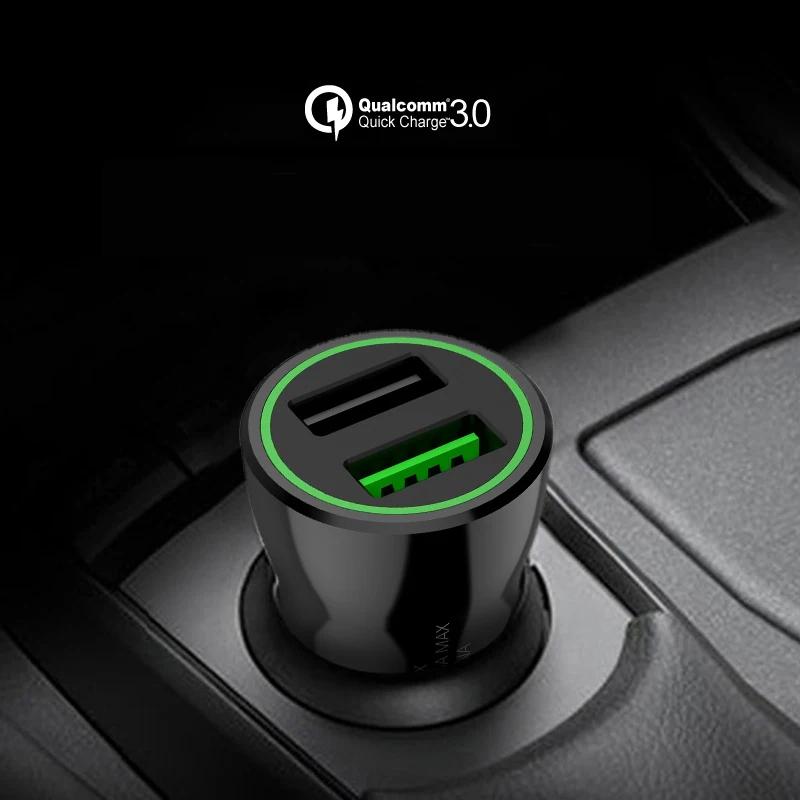 QC3.0 автомобильное зарядное устройство с двумя usb-портами для быстрой зарядки 9V2A