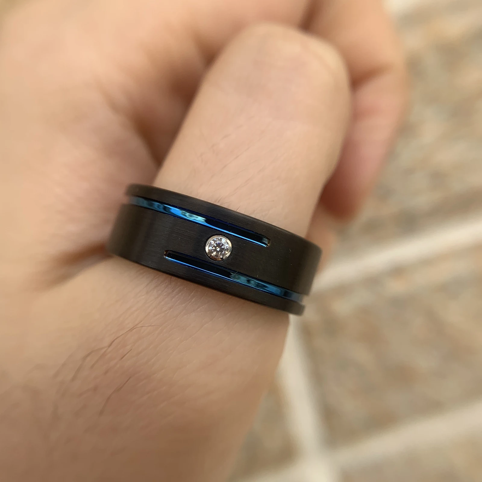 Новинка мужское очарование 8 мм черные вольфрамовые карбидные полосы синие