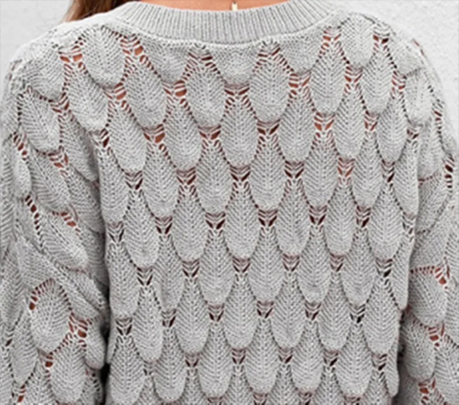 Женский трикотажный свитер с V-образным вырезом и длинным рукавом |