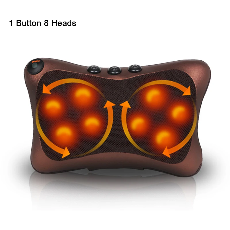 1 Button 8 Heads Расслабляющая массажная подушка вибратор электрическая плечевая задняя нагревательная инфракрасная Подушка терапевтическая для массажа шеи домашний автомобильный Массажер для сиденья - Цвет: 1 Button 8 Heads