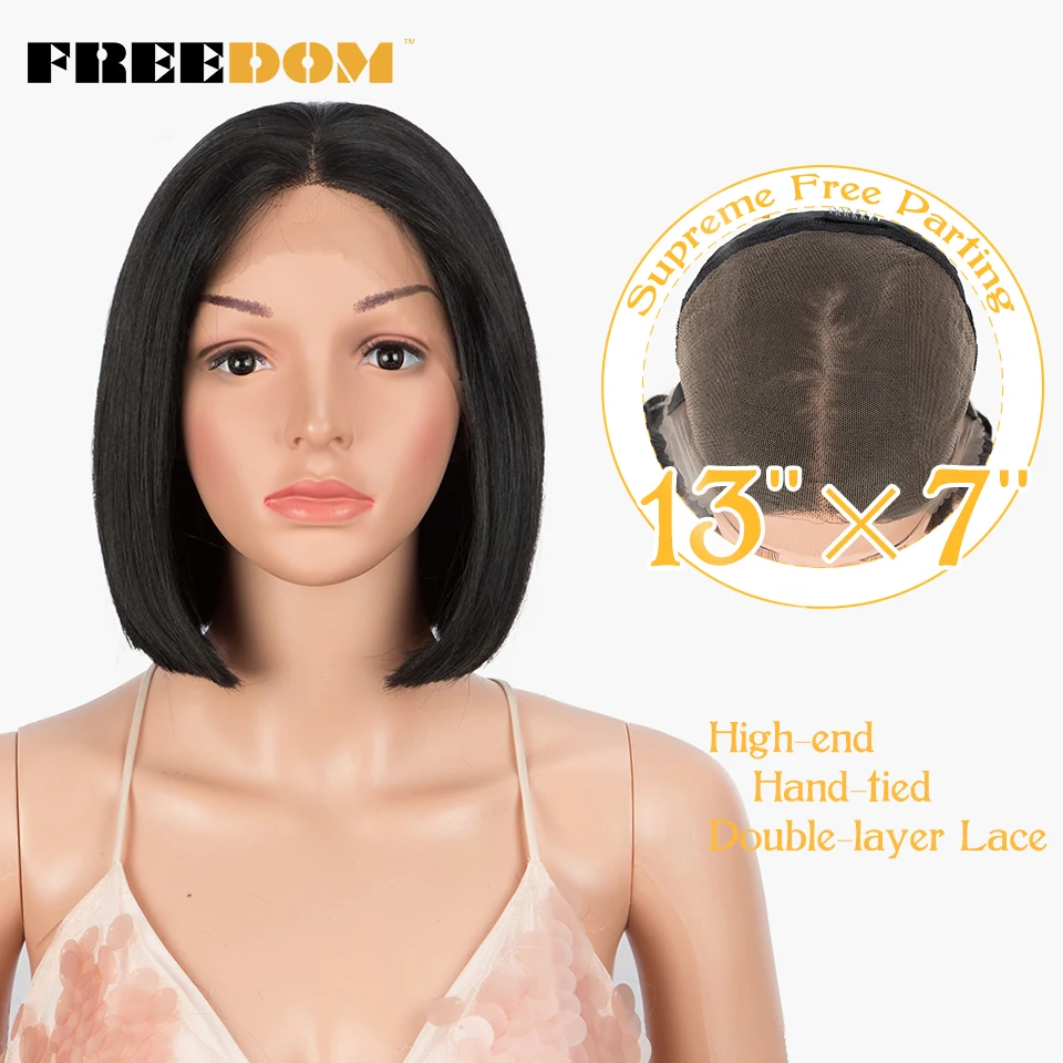 

FREEDOM Bob Wig 13X7 Synthetic Lace Front Wigs Short Bob Blonde 613 Ombre Wig Heat Resistant Short Cosplay Wigs For Black Women