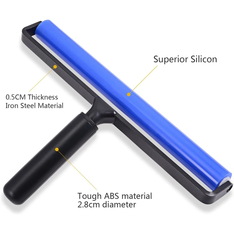 

12 Inch Wide Glue Silicone Soft Rubber Pasting Roller Squeegee Rolling Wheel Anti-Static Sticky Deadener Automotive