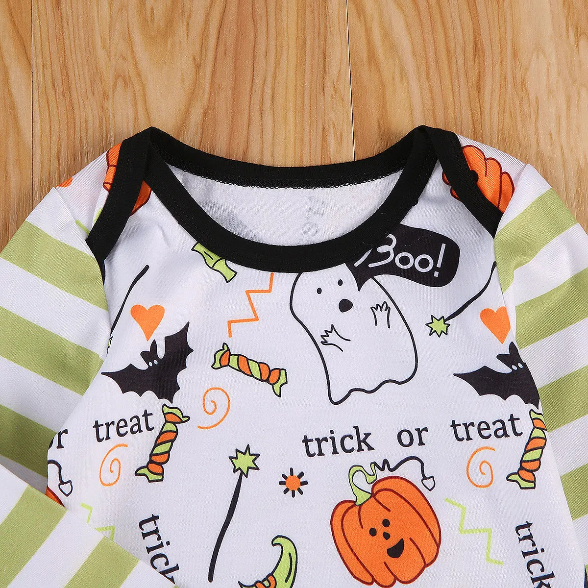 

Baby Romper with Headband Pumpkin Stripe Print Round Neck Long Sleeve Bodysuit and Headwear for Kids 0-24M