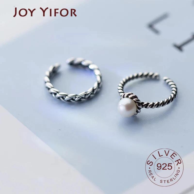 

Joy Real 925 Sterling Silver Minimalist Twisted Lines Irregular Opening Ring For Fashion Women Vintage Ring Fine Jewelry