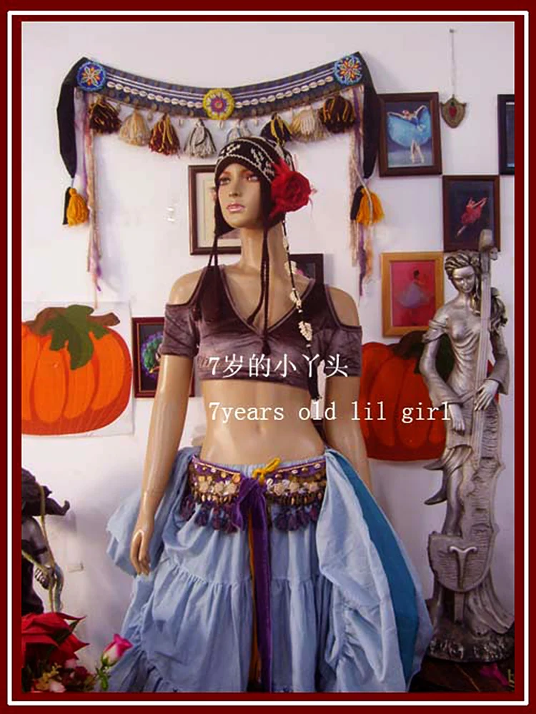 

velvet Fat Chance Tribal Choli Belly Dance Costume Short Drop Sleeve Top FB05