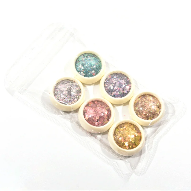 

6Pots 3D Nail Glitter Sequins Powder Nail Art Flakes Hexagon Chunky Mix-Size0.2-3mm DIY Nail Pigment Sequins Chunky Glitters JD
