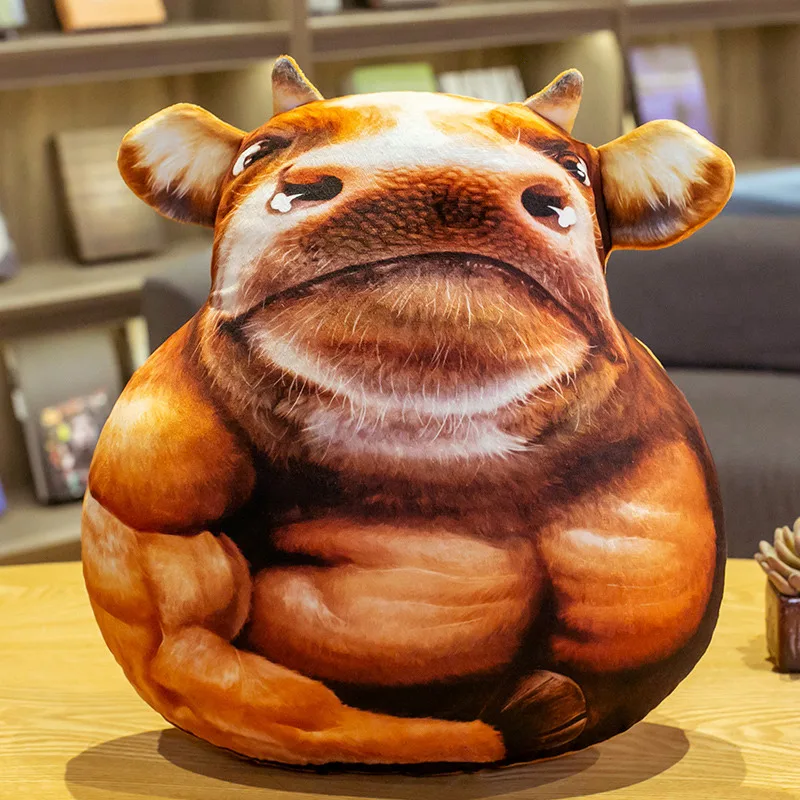 Подушка плюшевая в виде Головы Быка мягкая с принтом | Игрушки и хобби