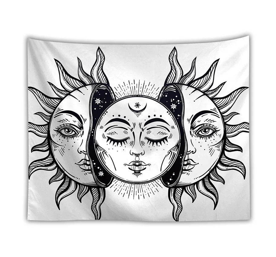 

Yaapeet 1pc Moon Printed Wall Tapestry Polyester Retro Psychedelic Wall Hanging Sun Pattern Hanging Tapestry Jacquard Home Decor