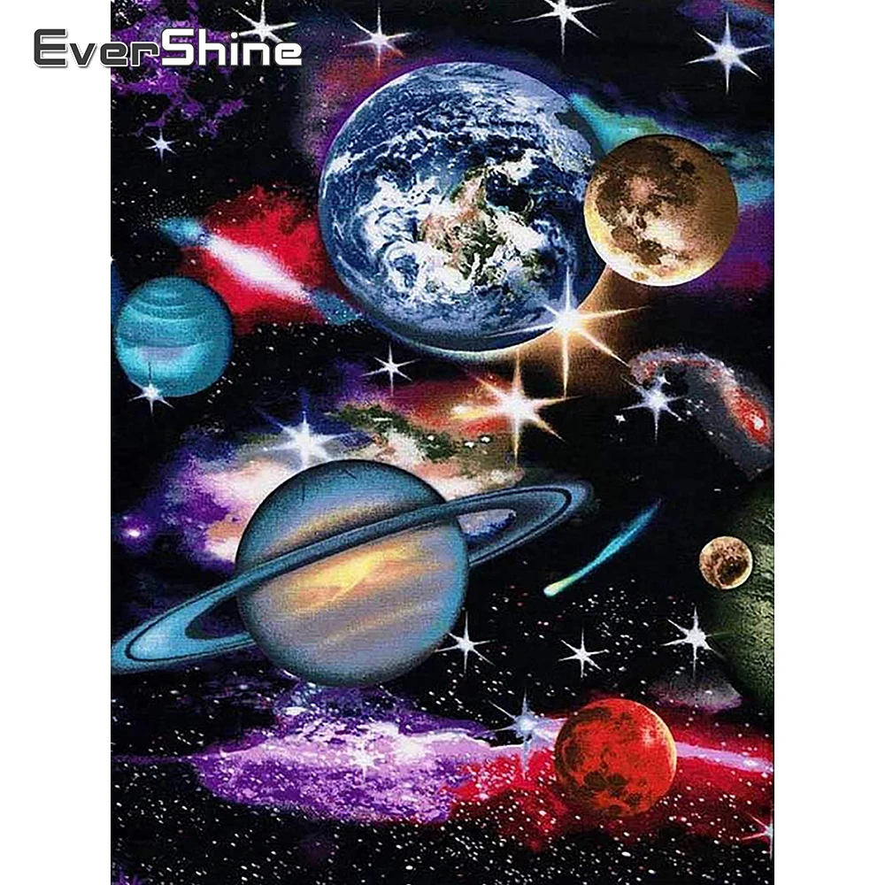 

EverShine 5D Diamond Embroidery Landscape Diamond Painting Full Square Universe Picture Of Rhinestones Planet Mosaic Home Decor