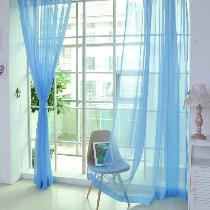 Light Blue Занавеска, чистый цвет, тюль, для двери, окна, занавеска, штора, драпировка, панель, отвесный шарф, подзоры, современная, для спальни, гостиной, занавеска s Cortinas - Цвет: Light Blue