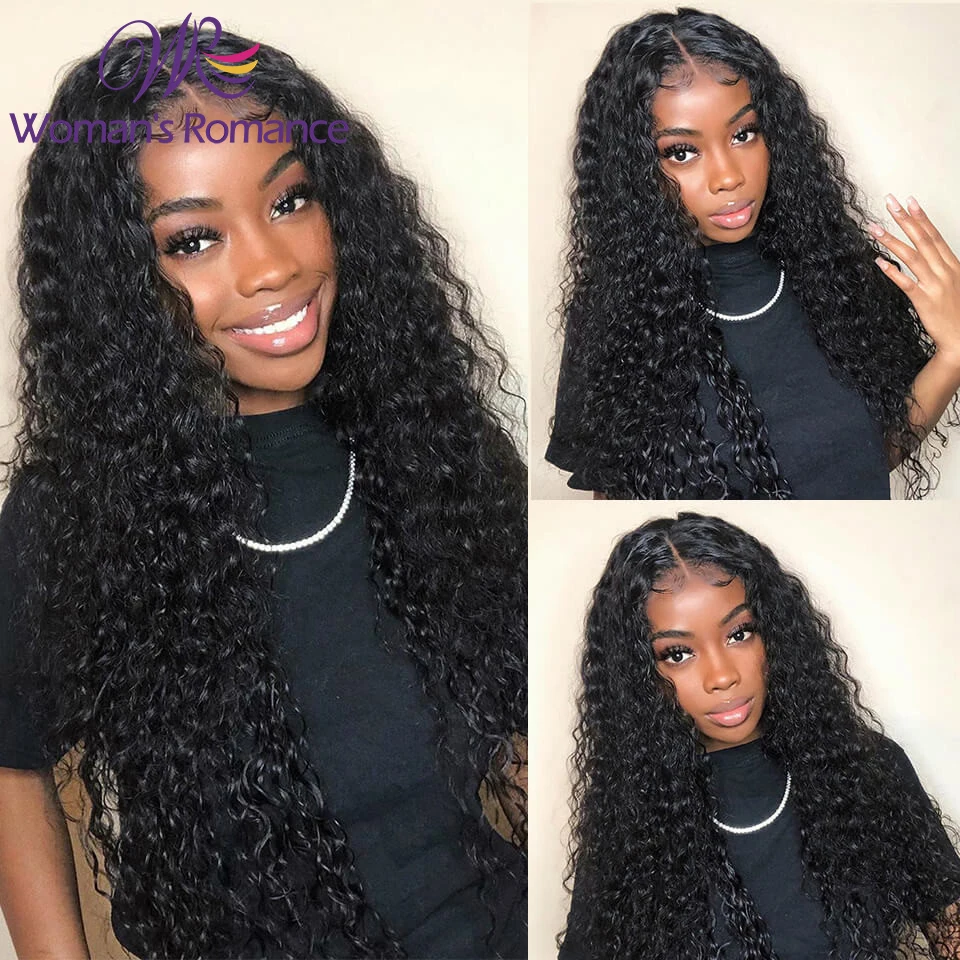 

Brazilian Deep Wave Wig 5x5 Lace Closure Human Hair Wigs Woman's Romance For Women Pre Plucked 4X4 Lace Closure Wigs long 30inch