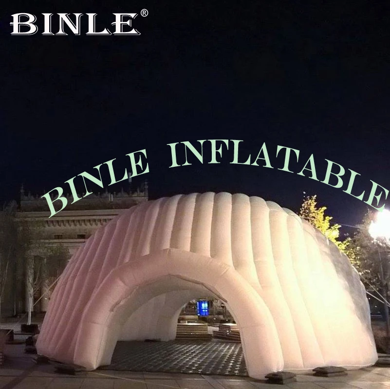 Billig Karneval Party-event Weiß Riesigen Aufblasbaren Iglu Zelt, Iglu Kuppel Zelt Mit 2 Tunnel Eingänge, Messestand Für Ausstellung