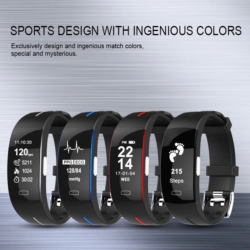 P3 умный фитнес Bbracelet монитор сердечного ритма кровяное давление ЭКГ + PPG здоровье