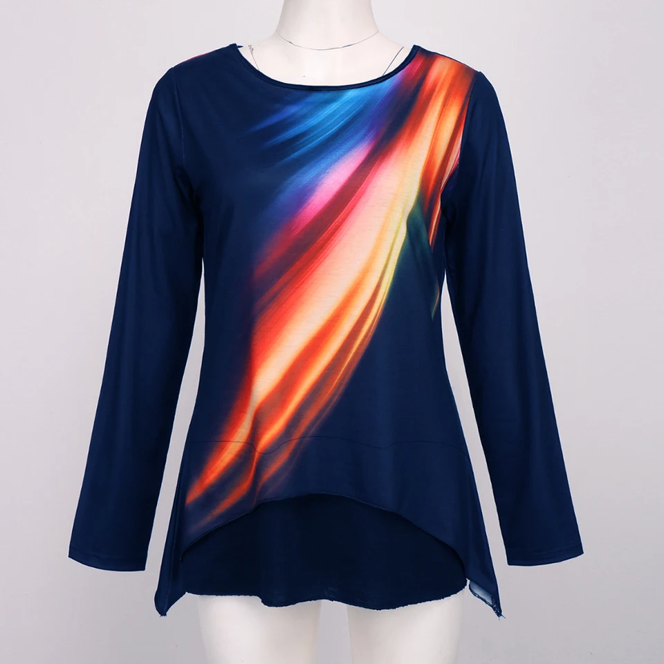 

Abstract Digital Print Shirt Patchwork Hem Harajuku Clothes Korean Fashion Shirt Plus Size 5xl 4xl Long Sleeve Shirt Women Loose