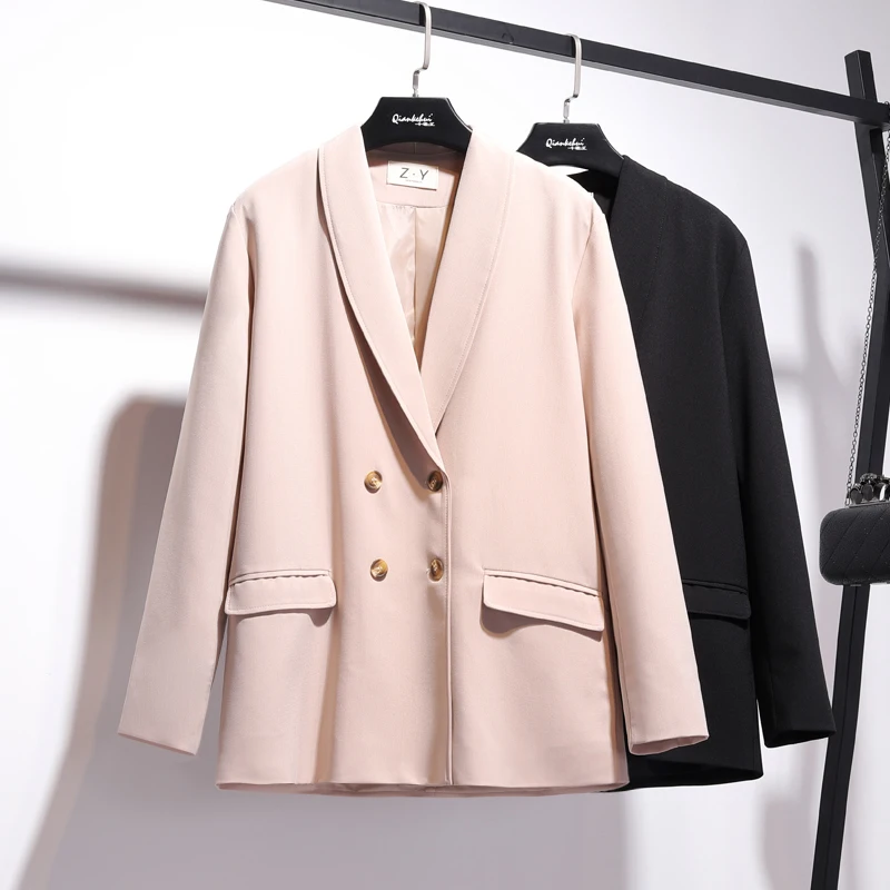 Женский блейзер в стиле ретро модный двубортный свободный пиджак с длинным