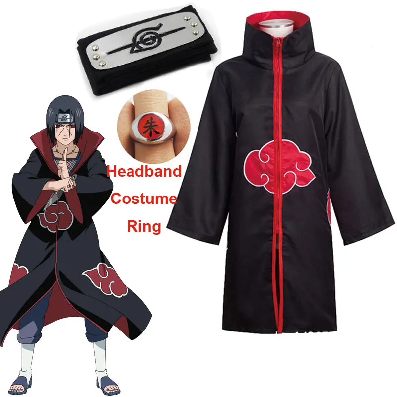 

2021 Harajuku Cosplay Anime character Costume Prop Headband Ring Kunai Deidara Tobi Clothes for Men Kids Pain cloak Robe Cape