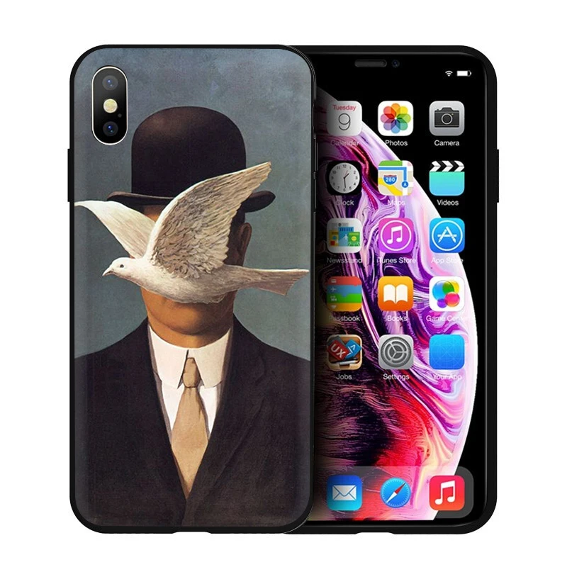 Мягкий силиконовый чехол для телефона EWAU Rene Magritte для iPhone 5 5S SE 6 6s 7 8 plus X XR XS 11 Pro Max - Цвет: B1
