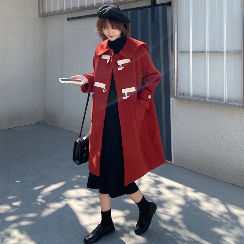 

Осенне-зимнее шерстяное пальто, маленькое шерстяное пальто средней длины, женская одежда