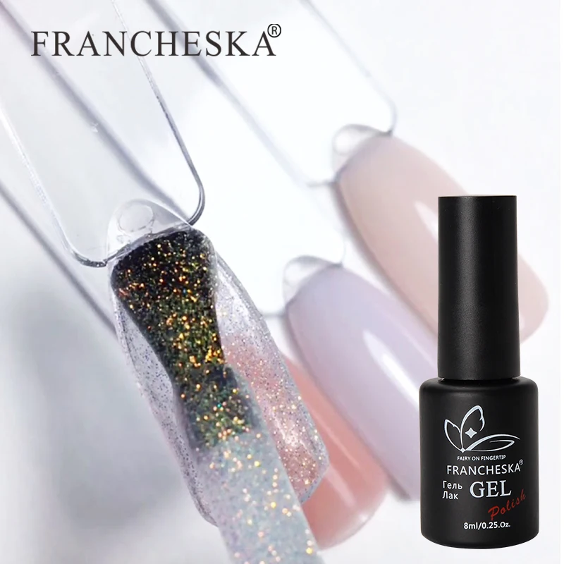 Набор гель-лаков для украшения ногтей цветной базовый гель 2 в 1 Блестящий