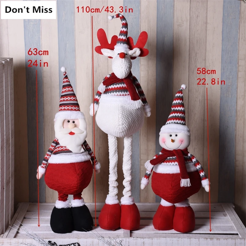 110 см выдвижной Санта Клаус снеговик лося Рождественские куклы Рождественская