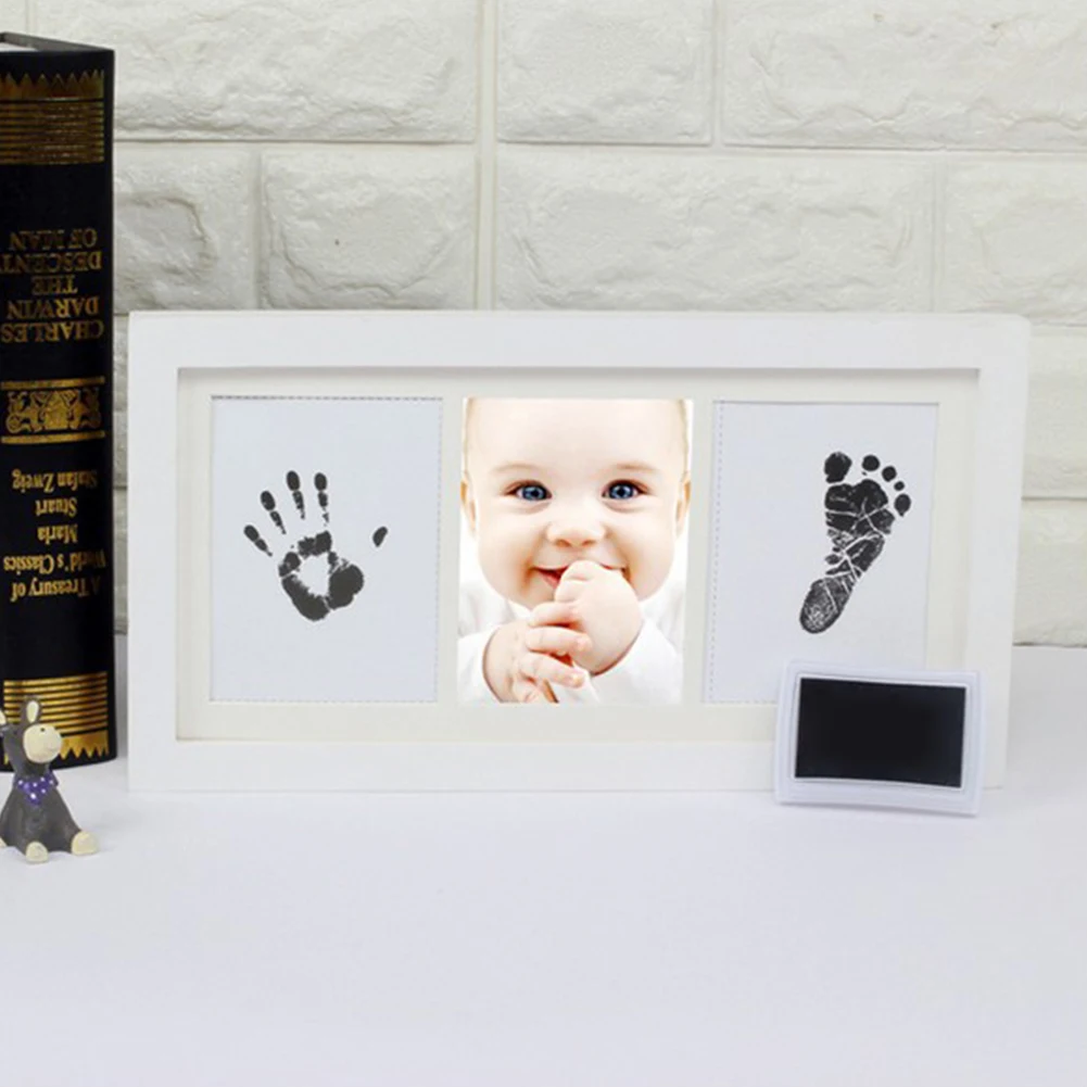 

DIY Baby Memory Book Photo Frame Ink Pad Safe Footprint Standing Handprint Gift Square Ornament