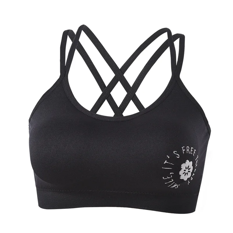 Женский спортивный бюстгальтер с надписью черно-белый для фитнеса йоги бега |