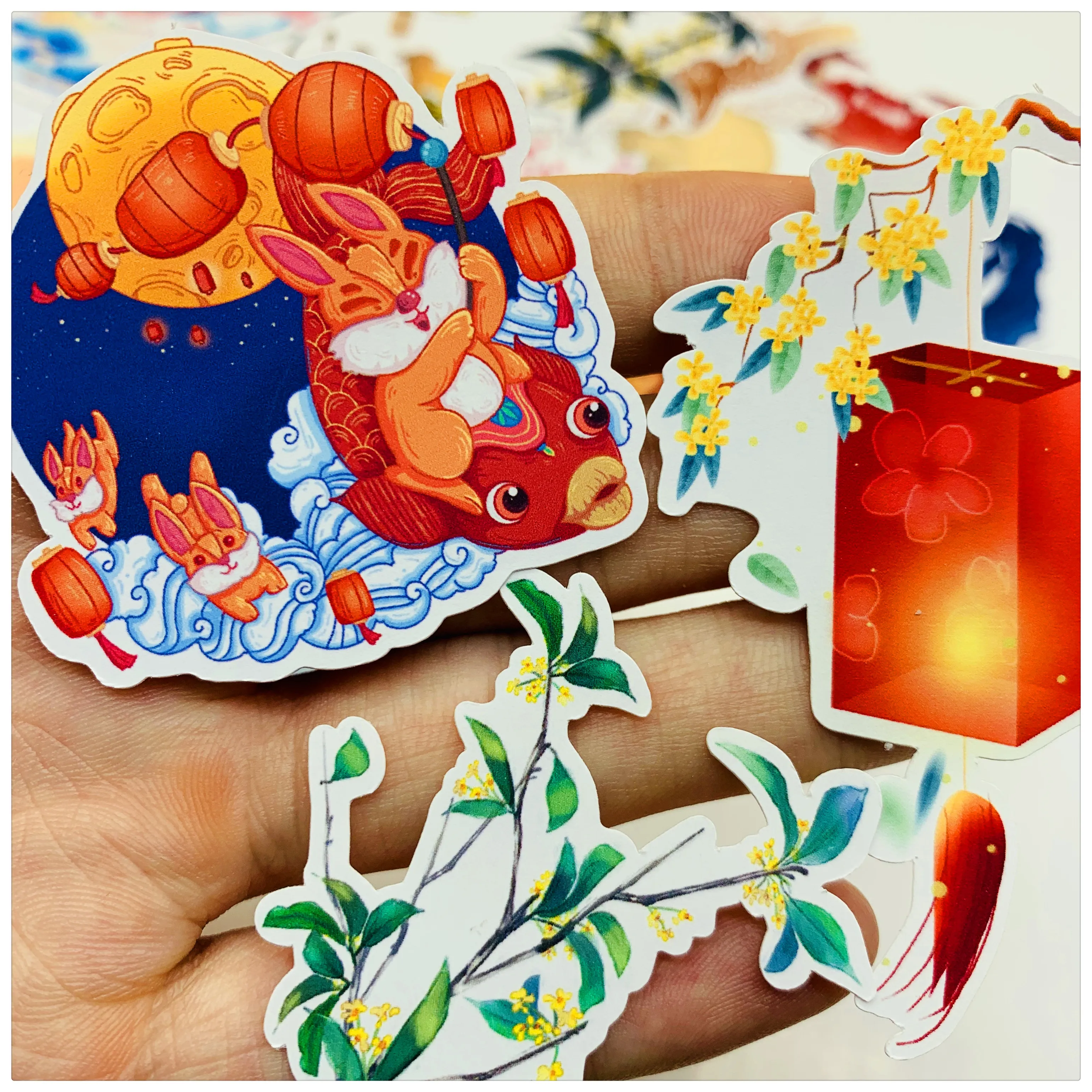 24 звёздочки винтажные наклейки в виде китайского Лунного торта на середину осени