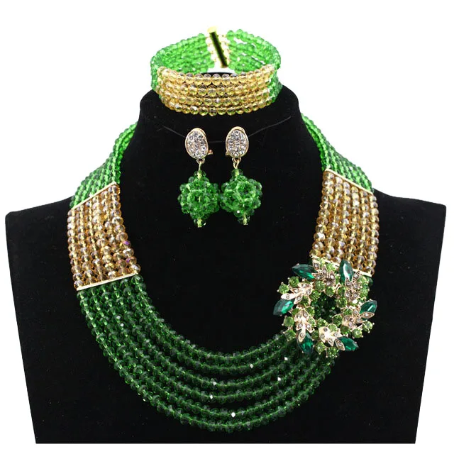 Очаровательные зеленые Африканские хрустальные бусины в форме травы комплект