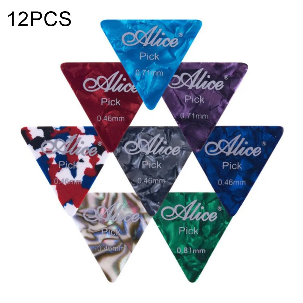 

12pcs Large Regular Triangle Guitar Picks Plectrums Thin Heavy Acoustic Electric High Grade Celluloid Classic Warm Vintage Sound