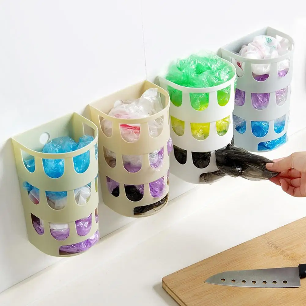 

1Pc Plastic Garbag Bag Holder Stand Rubbish Trash Basket Wall Mounted Hanging Storage Box Organizer Rack Kitchen Accessories