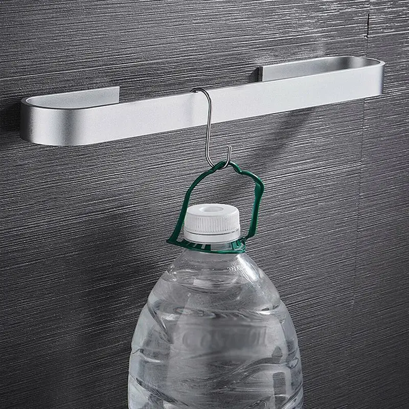 

Towel Racks Self Adhesive Stainless Steel Towel Shelf Towel Holder Bedroom Bathroom Storage Clothes Hanger Shelf Silver black
