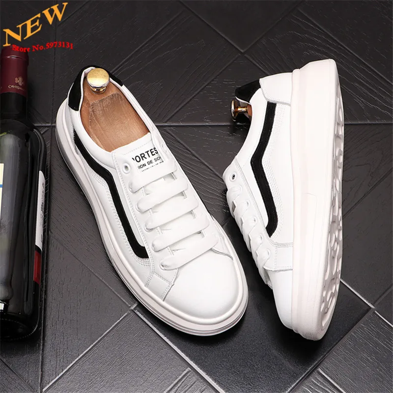 spesifikasi Sneakers Kulit Fashion Sepatu Pantofel Putih Datar Kasual Pria Sepatu Skateboard Pelatih Zapatillas Hombre Ukuran 38-43