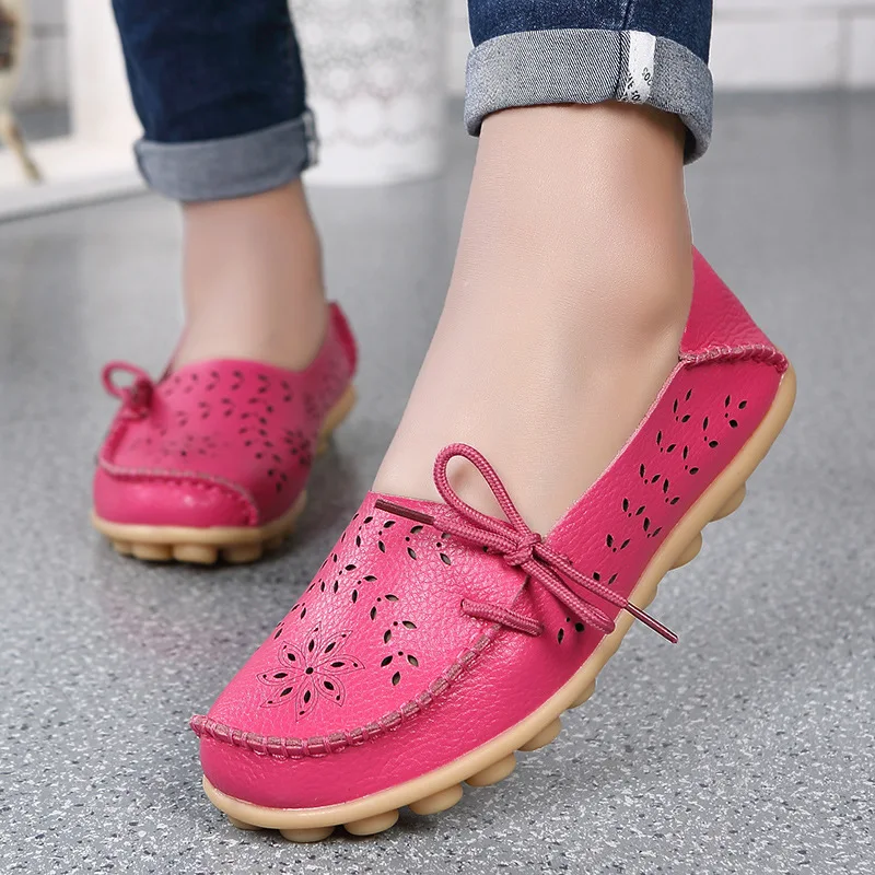 

Women Flats Women Genuine Leather Shoes Slip On Loafers Woman Soft Nurse Ballerina Shoes Plus Size 35-44 Casual Sapato Feminino