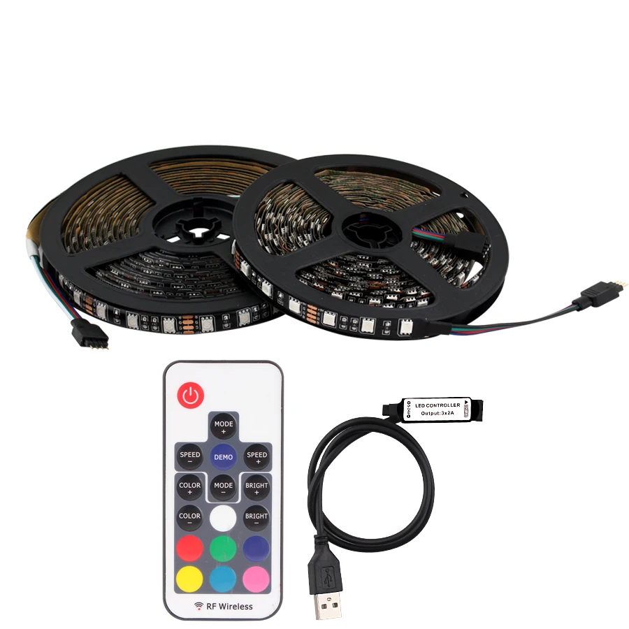 5 в USB Светодиодная лента RGB PC 5050 60 Светодиодный/m водонепроницаемый 50 см м