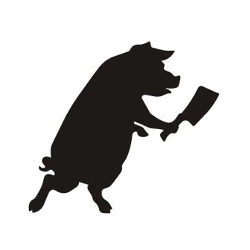 Черная/Серебристая забавная свинка с ножом мясника виниловая Автомобильная