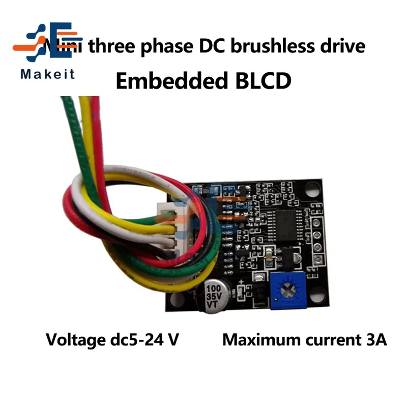С источником питания от постоянного тока 6-20V 60W BLDC 3-фазный бесщеточный мотор