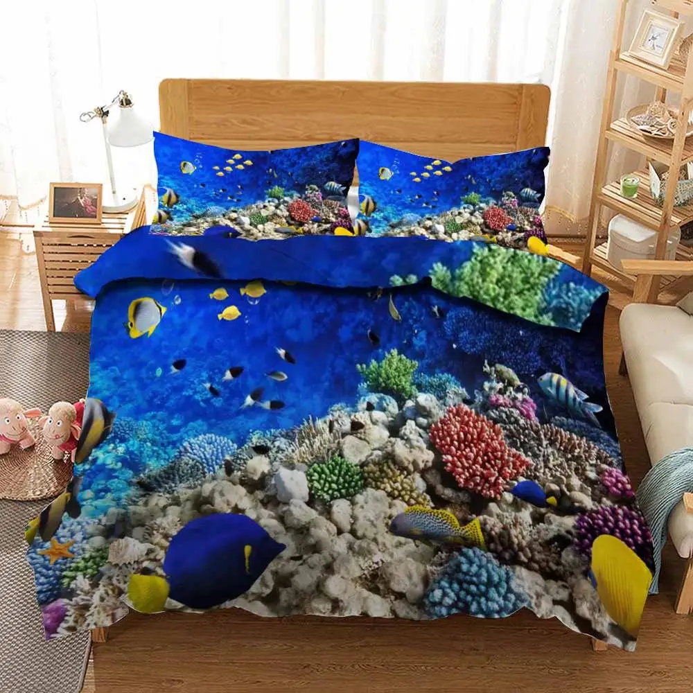 

Double-sided printing Beautiful Dolphin Shark 3D Quilt Duvet Doona Cover Set Single Double Queen King Print Yi Hang Ju