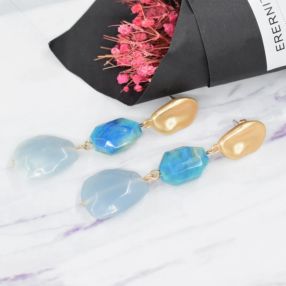 Женские винтажные серьги-подвески с синим стеклянным шариком оригинальный