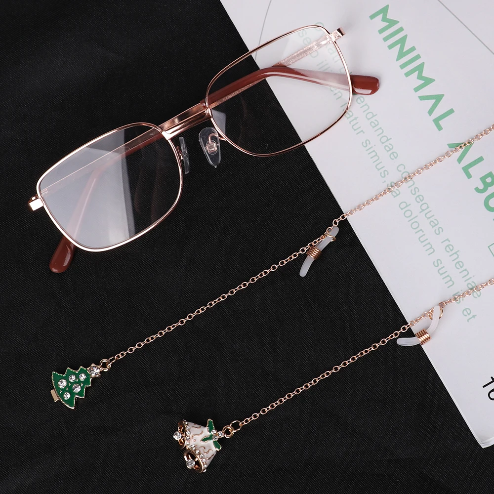 Цепочка для очков Санта Клаус металлическая цепь с жемчугом снежинкой ожерелье