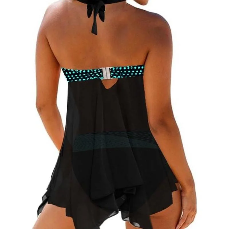 

2021 New Women's Sexy V-neck Swimwear Patchwork Padded Push Size Halter Swimsuit