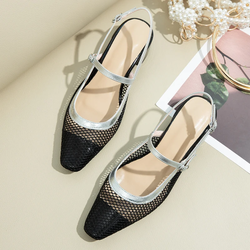 

Summer Gauze women pumps Fashion Slingback High heels Female Shoes Elegant Thin heeled Office Lady Shoes Sandals Size 32-46