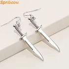 Крутые висячие серьги в стиле панк с мечом для женщин, металлические Винтажные серьги для косплея, подарок на Хэллоуин, серьги с ножом, ювелирные изделия