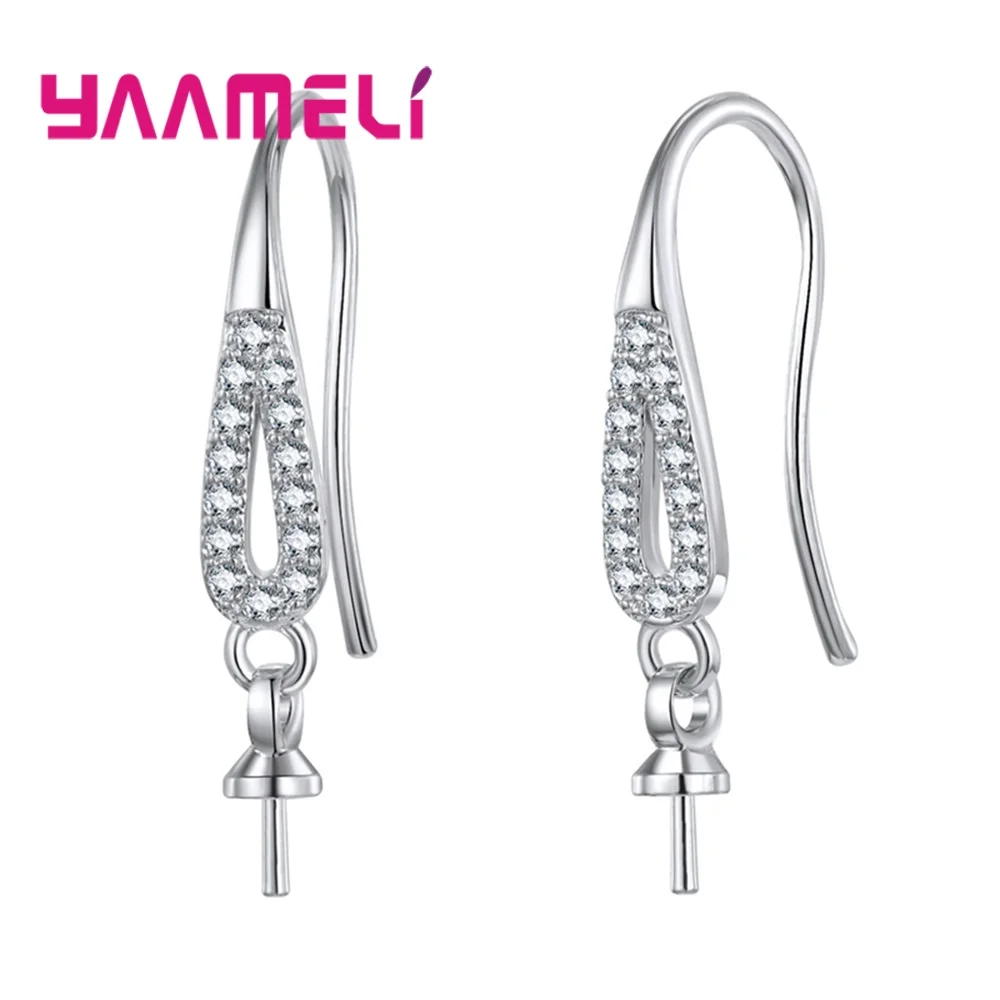 

925 Sterling Silver with AAA Zircon Jewelry Findings Hook Earwires for DIY Earring Making Accessories Components