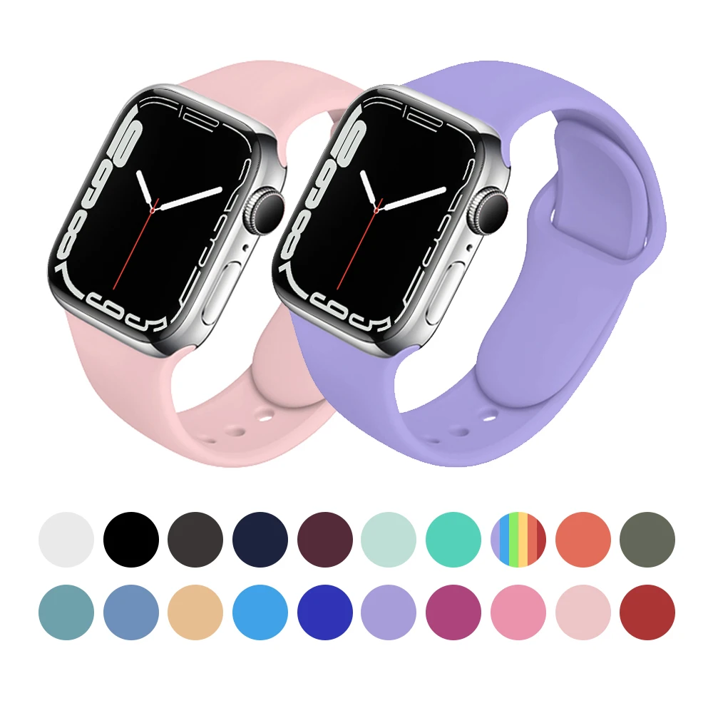 Correa de silicona para Apple Watch, pulsera para iWatch Series 6 SE 5 4 3 2 se, 7 41mm 45mm 6 44mm