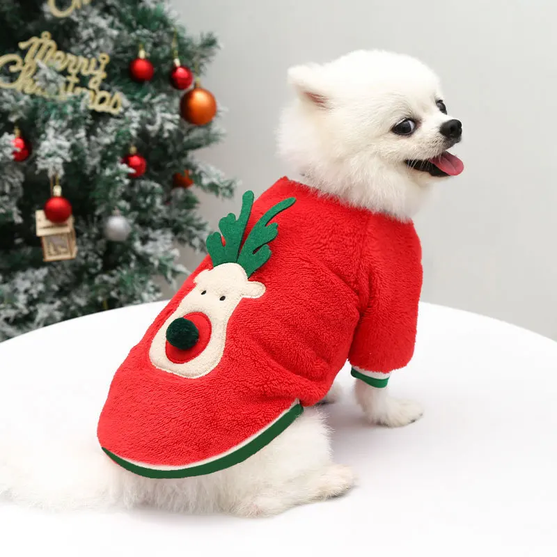 

BBmf Christmas Dog Clothes Winter Warm Puppy Shirt Plush Christmas Sweater for Chihuahua Small Medium Dog New Year Pets Costume