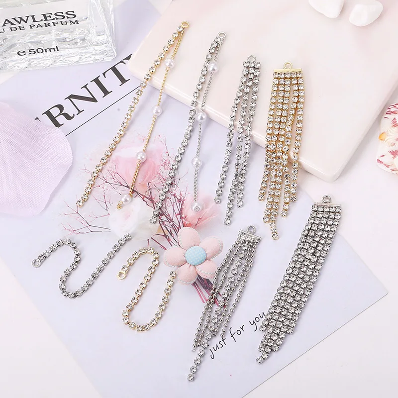 10pcslot trendy rhinestone copper tassel for jewelry making diy handmade phone charm earring necklace findings accessories free global shipping