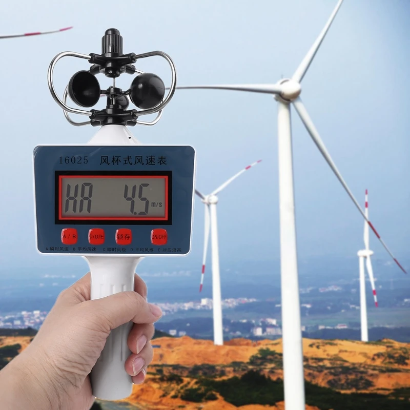 

Digital Cup Style Anemometer Wind Speed Gauge Average Instantaneous Wind Speed LX0D