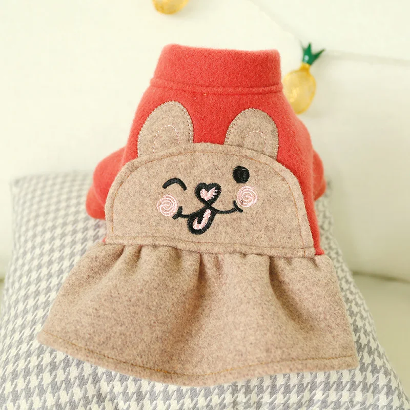 Милое Платье с рисунком медведя для девочек зимняя одежда изображением кота